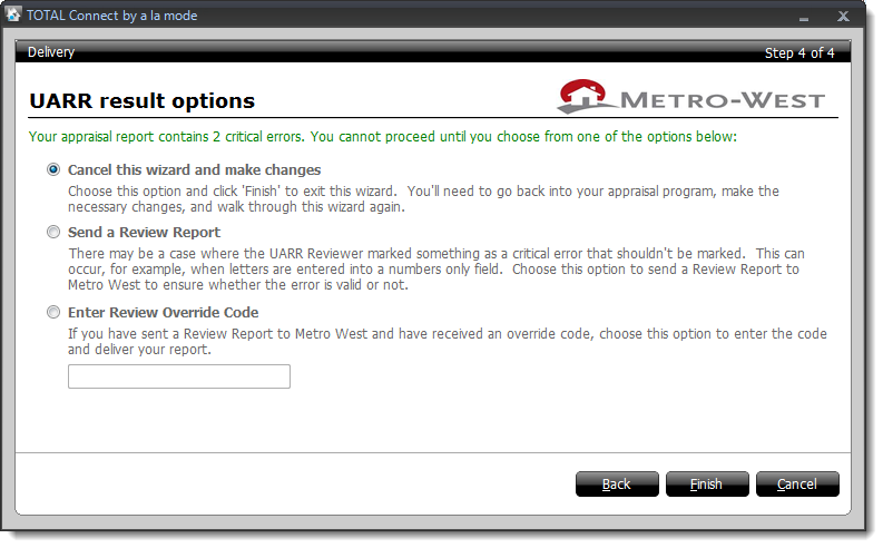 Critical Error Options